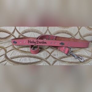 Harley-Davidson Pink Leather Studded Dog Collar 46 In